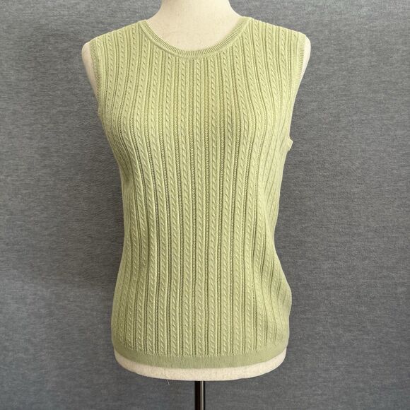 Foxcroft Cardigan Sweater Twin Set Size M Supima Cotton Pointelle Cable Knit - Picture 7 of 16